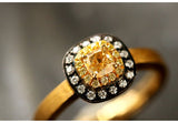Fancy Yellow Diamonds Satin Finish Ring in 18K Yellow Gold