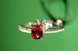 Mansin Red Spinel & Diamond Cluster Ring - 18K White Gold