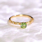 Peridot Asscher Cut & Diamond Pave 18K Yellow Gold Ring