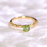 Peridot Asscher Cut & Diamond Pave 18K Yellow Gold Ring