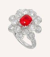 Flower Shape Diamonds & Jedi Spinel Platinum 950 Ring