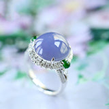 Exquisite Huge Violet Purple Jade Platinum 950 Ring