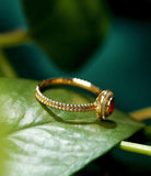 Jadi Spinel Oval & Diamond Ring - 18K Yellow Gold