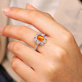 3.11ct Fanta Garnet Diamond Ring - 18K White Gold