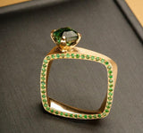 1.35ct Tsavorite Free Form Design Ring in 18K Yellow Gold