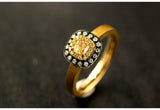 Fancy Yellow Diamonds Satin Finish Ring in 18K Yellow Gold