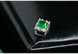 Emerald Cabochon & Diamond 18K White Gold Necklace