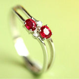 Open Ring with Two Rubies in 18K Yellow Gold