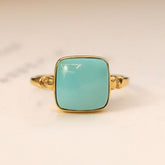 Superior Square Turquoise 18K Yellow Gold Ring