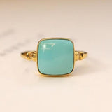 Superior Square Turquoise 18K Yellow Gold Ring