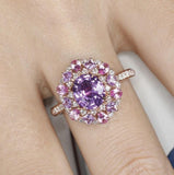 1.485ct Purple Sapphire Cluster Ring in 18K Rose Gold