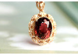 5ct Red Tourmaline & Diamond Pendant - 18K Yellow Gold