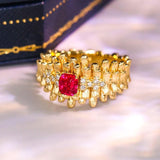 Jedi Spinel Engraved 18K Yellow Gold Ring