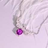 Bee Design Purple Sapphire 18K White Gold Necklace with Diamonds