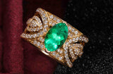 2ct Emerald & Diamond Statement Ring in 18K Yellow Gold