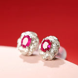 Ruby & Diamond Earrings in 18K White Gold