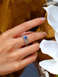 Cornflower Blue Sapphire Ring - 18K White Gold with Micro-Pavé Diamonds