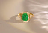 2.56ct Emerald & Diamond Statement Ring in 18K Yellow Gold