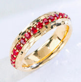 Pigeon Blood Ruby Spinner Design Band Ring in 18K Gold