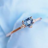 Blue Sapphire Heart-Cut 18K Gold Ring with Diamonds