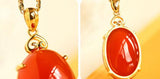 Huge Southern Red Agate Necklace - 18K Yellow Gold