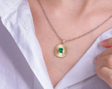 Art Deco Emerald Necklace in 18K Brushed Engraved