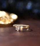 Baguette White Diamond 18K Yellow Gold Crown Wedding Ring