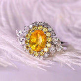 1.5ct Yellow Sapphire Diamonds Ring in 18K Gold
