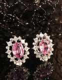 Pink Sapphire 18K White Gold Studs Earrings with Diamonds