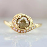 Eye of Logos Rose Cut Diamonds Wedding Ring in 18K Yellow Gold