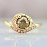 Eye of Logos Rose Cut Diamonds Wedding Ring in 18K Yellow Gold