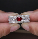 Chaneel Set Diamonds with Ruby Ring in Platinum 950