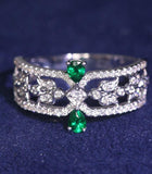 Stacking Emerald Teardrop 18K Gold Ring Set with Diamonds