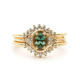 1ct Peacock Green Sapphire Engagement Stacking Ring in 18K Yellow Gold