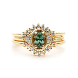 1ct Peacock Green Sapphire Engagement Stacking Ring in 18K Yellow Gold