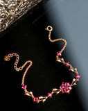 Flower Design Ruby 18K Yellow Gold Bracelets