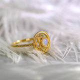 Opal Hexagram 18K Yellow Gold Ring