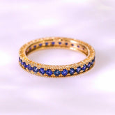 Blue Sapphire Channel Set 18K Yellow Gold Band Ring