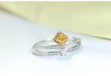 Fancy Yellow Diamonds Ring in 18K Two Tone Gold