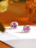 Padparadscha Sapphire & Diamond Halo Earrings - Platinum 950