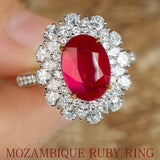 Stunning 3.2ct Pigeon Blood Ruby & Diamond Ring in 18K Gold