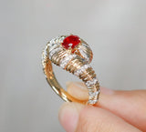 Eye of Providence Ruby Ring in 18K Gold Italian Engraved Ring