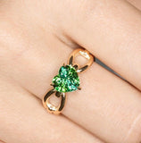Heart-Shaped Green Tourmaline 18K Gold Ring with Free Form Design