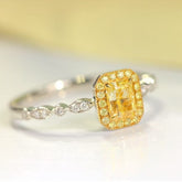 Fancy Yellow Diamonds Ring in 18K Two Tone Gold