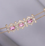2ct Pink Sapphire & Diamonds Bracelets in 18K Yellow Gold