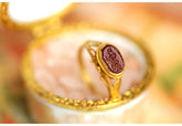 Carnelian Engraved 22K Chunky Gold Vintage Ring