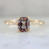 1.2ct Purple Lavender Spinel & Diamonds Ring - 18K Yellow Gold