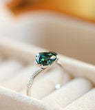 1.7ct Heart-Shaped Teal Sapphire & Diamonds 18K White Gold Ring