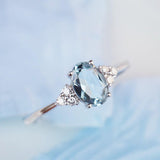 Oval Aquamarine & Diamond Ring in 18K White Gold