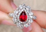 Cluster Pigeon Blood Ruby Platinum 950 Statement Ring